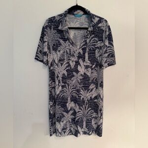 Tori Richards Honolulu Women's Jaxon Dress Navy & White Palm Trees Size Large